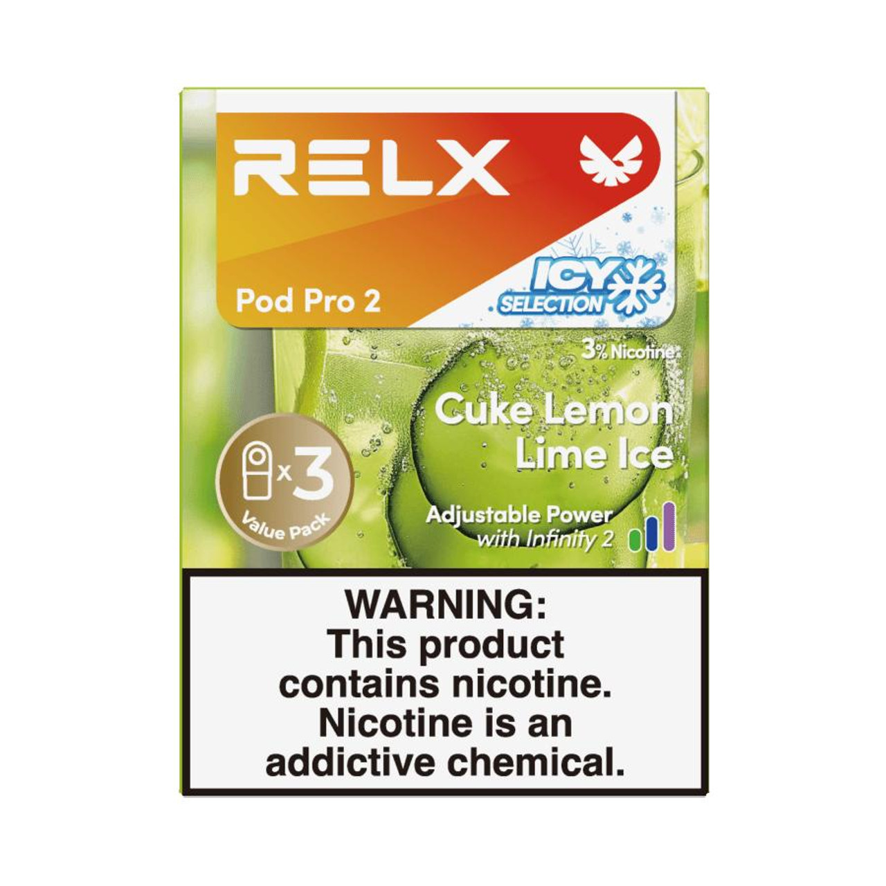 RELX Pro 2 – 3 Pods 3% – Cuke Lemon Lime Ice