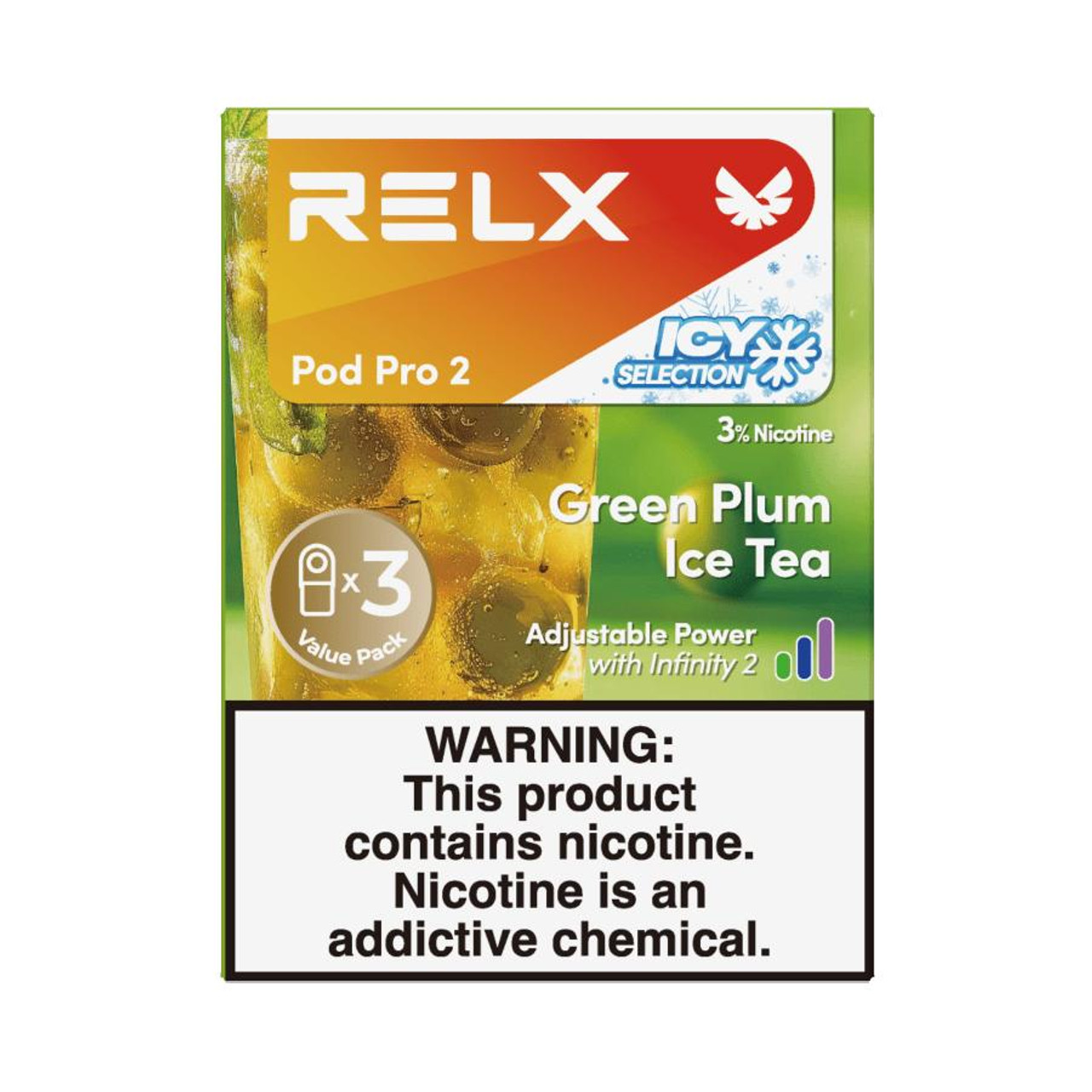 RELX Pro 2 – 3 Pods 3% – Green Plum Ice Tea