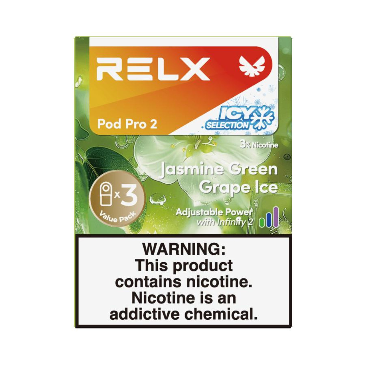 RELX Pro 2 – 3 Pods 3% – Jasmine Green Grape Ice